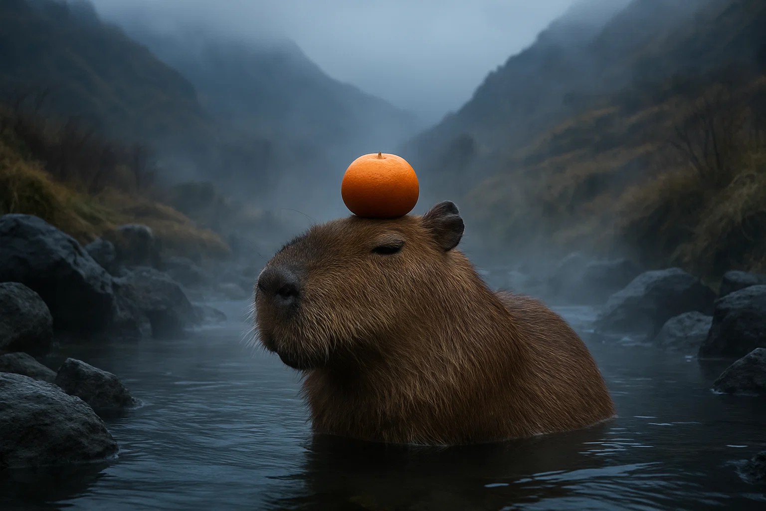 A calm capybara