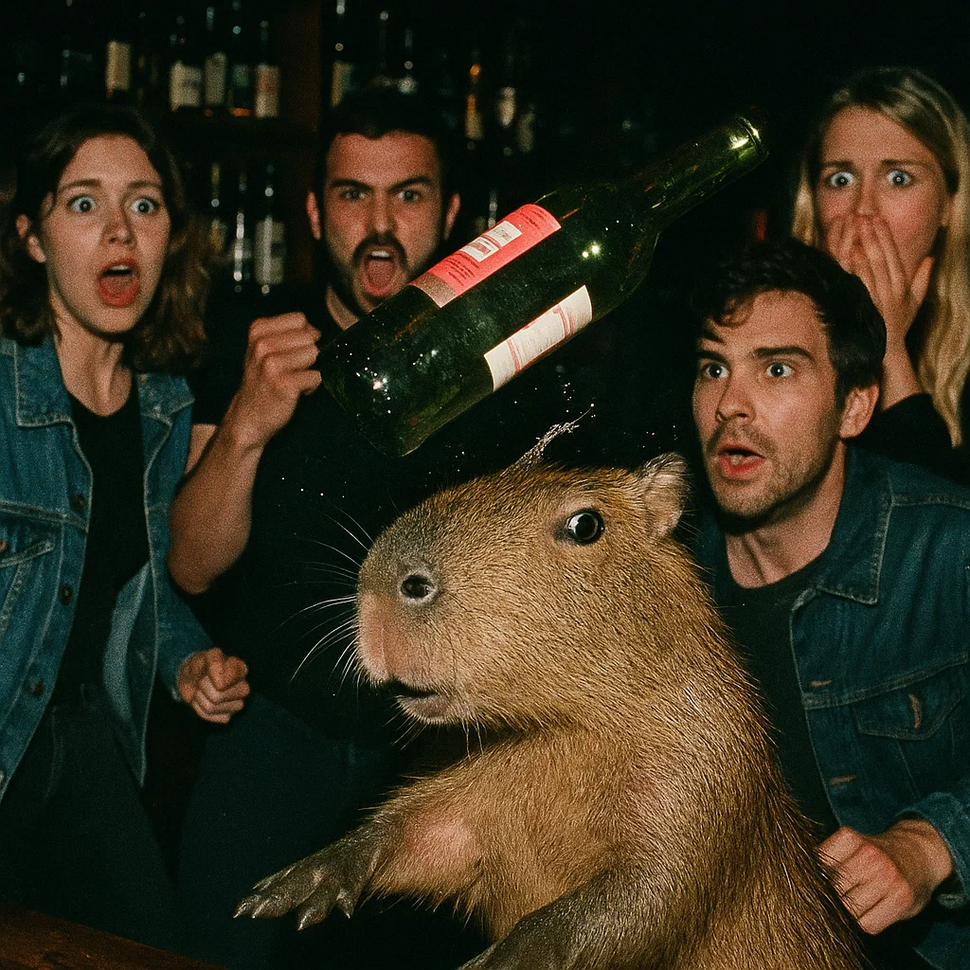 Capybara in a bar brawl